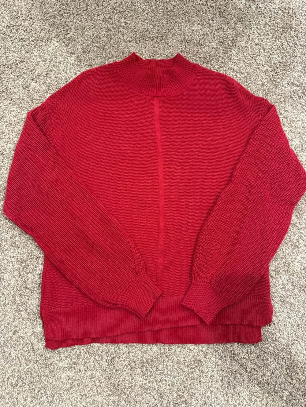 Women’s Red Knit Mock-Neck Sweater